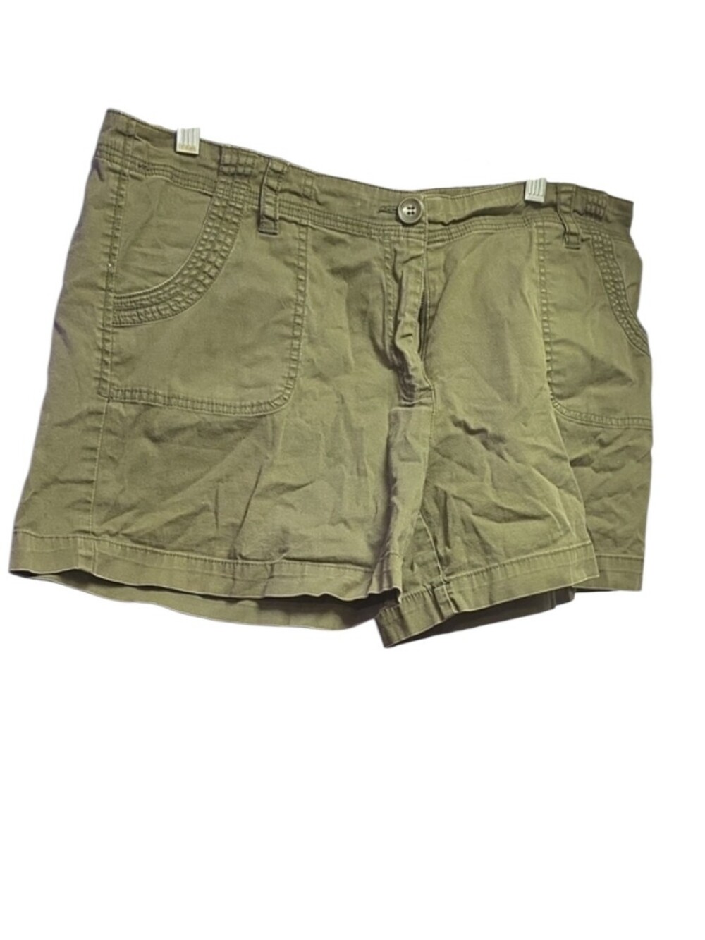 Casual Women's Olive Green Cotton Bermuda Shorts